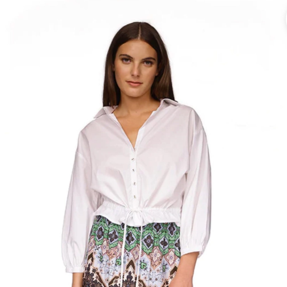 Cara Cara white button down top